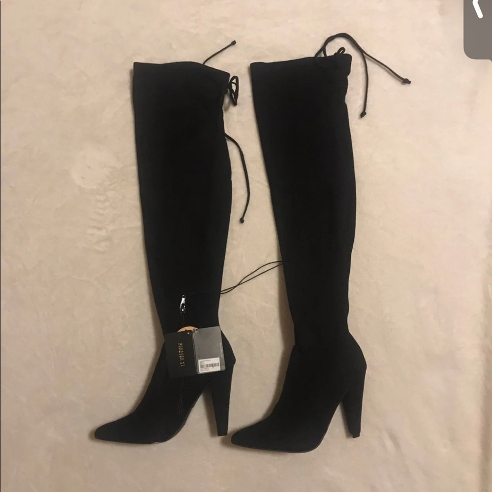 Sexy black thigh high boots